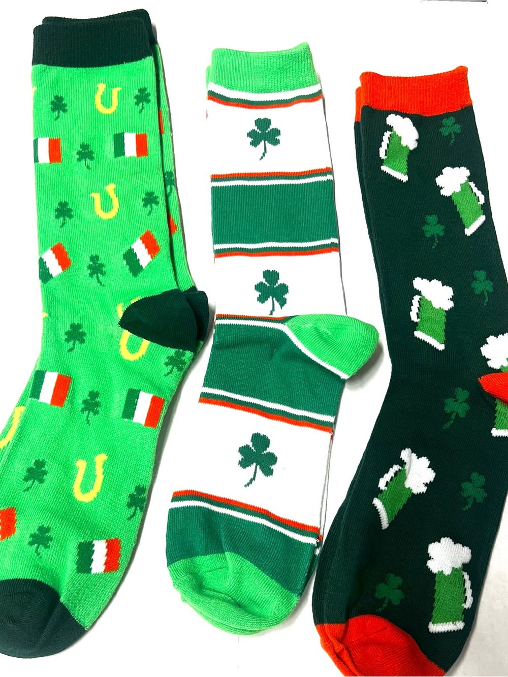 St. Patrick's Day Green Novelty Socks - Pack of 3